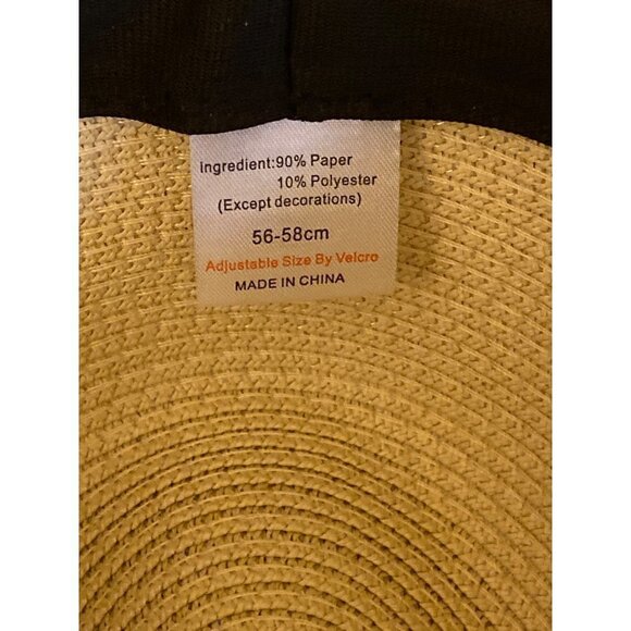 Natural Paper Fedora Black Band Detail Adjustable Strap Hat - Picture 5 of 7